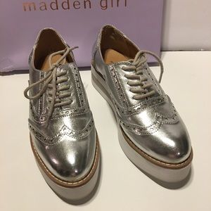 Madden Girl Silver Metallic Flats